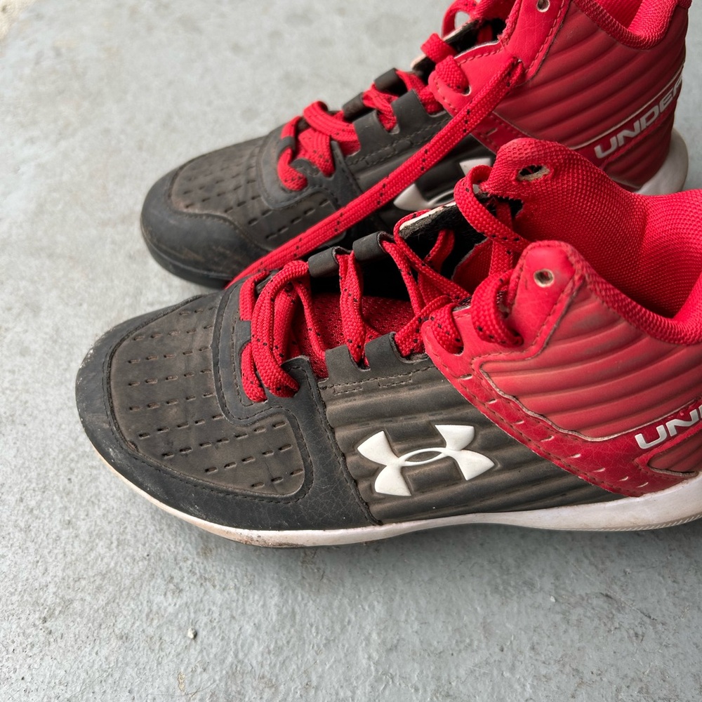 Under Armour Red and Black baseball cleats -Size 1